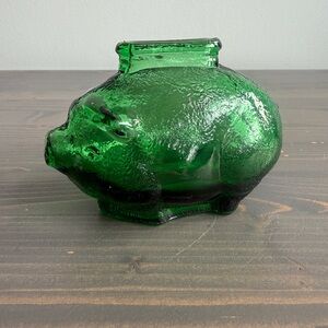 Vintage Anchor Hocking glass piggy bank